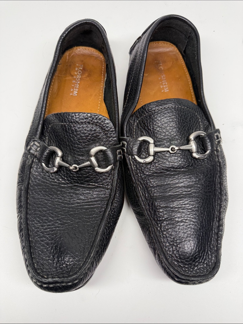 Florsheim Black Pebbled Leather Bit Loafers